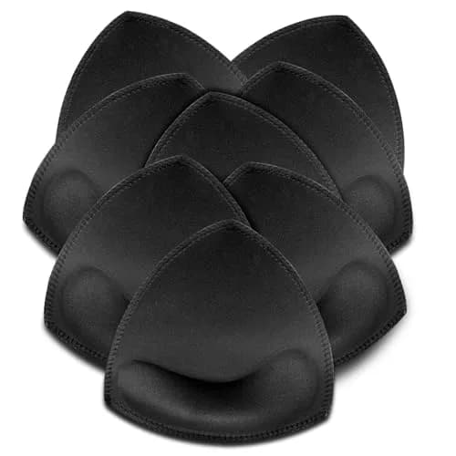 KSang Bra Pads Inserts 4 Pairs C Cup Size - Black | Sewn Edges for Sports Bras & Swimsuits thumbnail 1