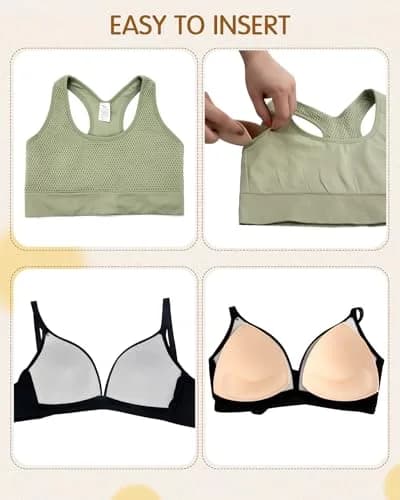 KSang Bra Pads Inserts 4 Pairs C Cup Size - Black | Sewn Edges for Sports Bras & Swimsuits thumbnail 6
