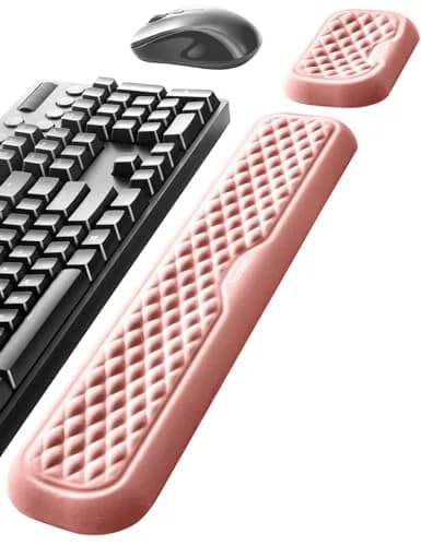 Vaydeer Ergonomic Wrist Rest for Keyboard and Mouse, Pink Memory Foam Arm Cushion | 2-Piece Set thumbnail 1