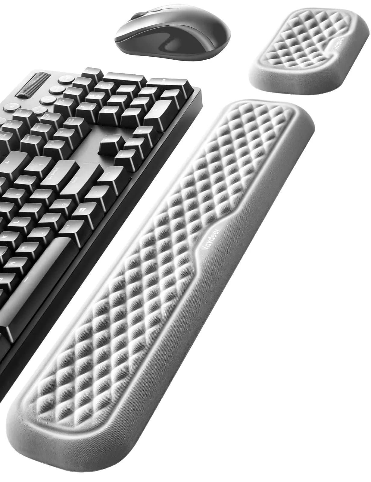 Vaydeer Wrist Rest for Keyboard and Mouse | Ergonomic Memory Foam Support Pad, Gray - main product image