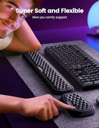 Vaydeer Wrist Rest for Keyboard and Mouse | Ergonomic Memory Foam Support Pad, Gray thumbnail 2