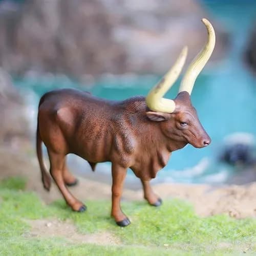 Gemini&Genius Longhorn Cow Farm Animal Figurine | Durable Wild Ox Model for Kids & Collectors thumbnail 3