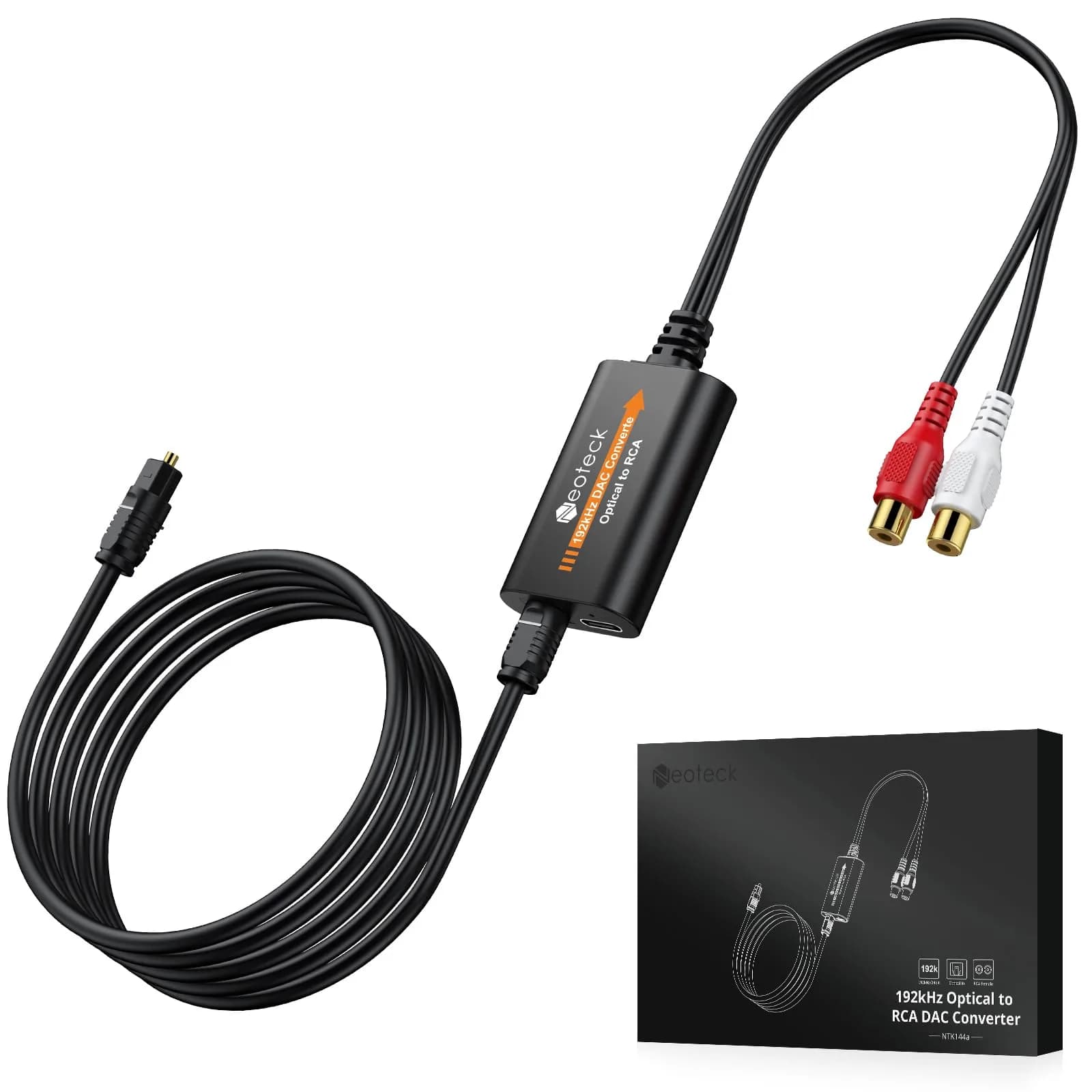 Neoteck Optical to RCA DAC Converter with Amplifier 192kHz SPDIF to Analog Audio Cable | Stereo Output