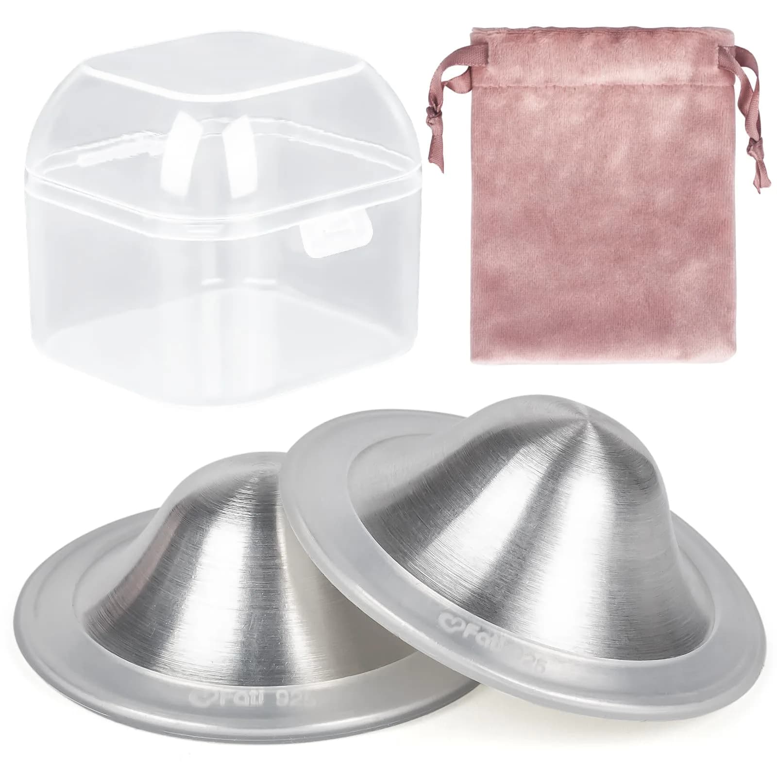 FATI Silver Nursing Cups 2-Pack | 925 Sterling Silver Nipple Shields for Sore Nipple Relief — X-Large