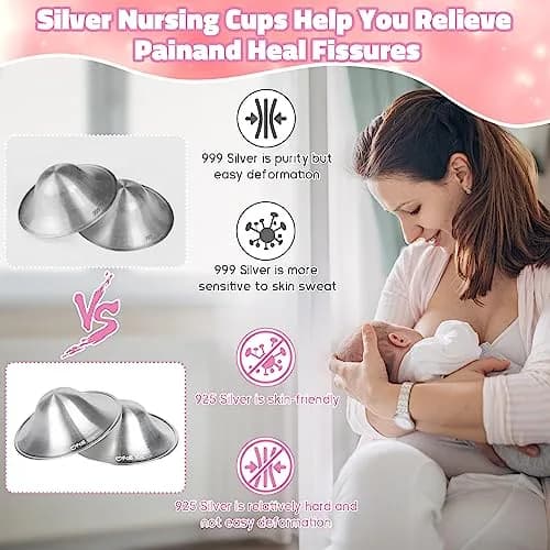FATI Silver Nursing Cups XL | 925 Sterling Silver for Sore Nipple Relief thumbnail 6