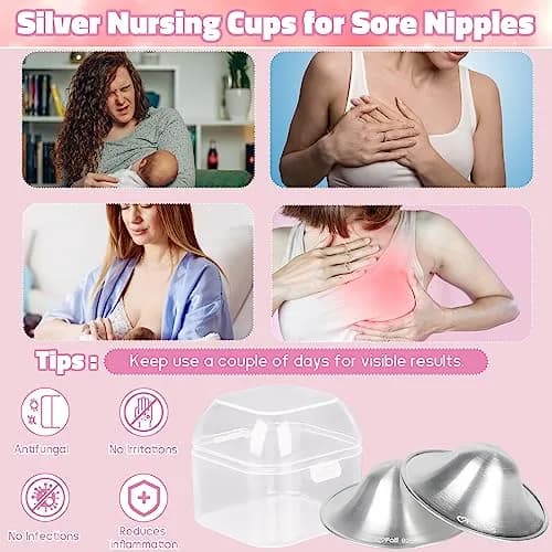 FATI Silver Nursing Cups XL | 925 Sterling Silver for Sore Nipple Relief thumbnail 2