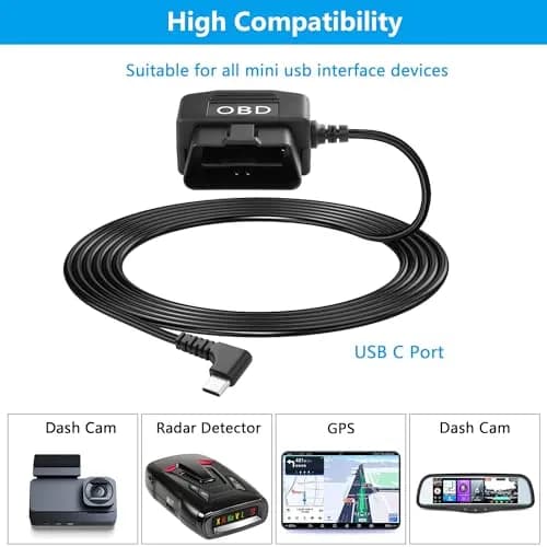 CERRXIAN OBD Power Cable for Dash Camera 13-40V to Type C | 3.5M/11.5FT, Low Voltage Protection thumbnail 5