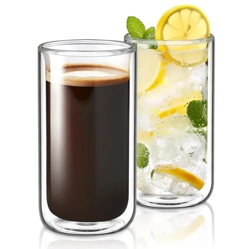 Joeyan Double Walled Beer Drinking Glasses 360ml | Insulated Thermo Glass Tumbler for Hot & Cold Drinks thumbnail 1