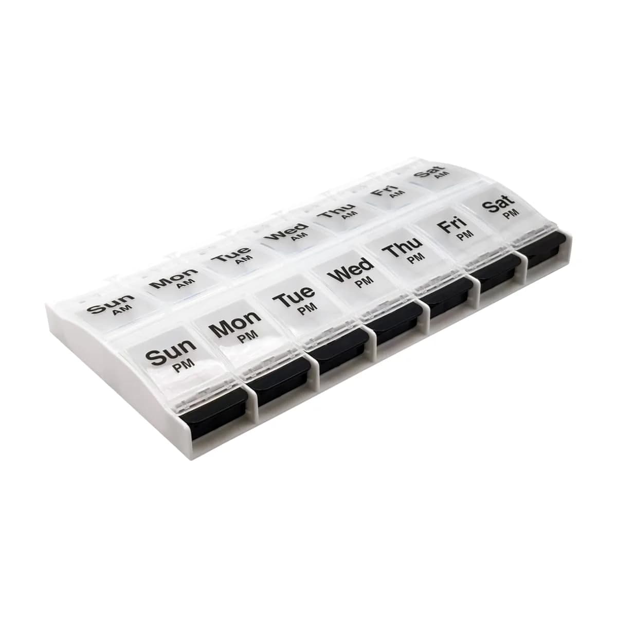 Ezy Dose Weekly AM/PM Pill Organizer X-Large Planner, 14 Compartments | Arthritis Foundation Ease-of-Use Commendation — Black/Clear