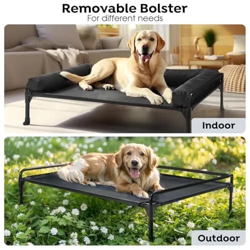 Veehoo Outdoor Elevated Dog Bed-Cooling Raised Dog Cot for Medium Sized Dog | Durable Steel Mesh & No-Slip Feet thumbnail 4