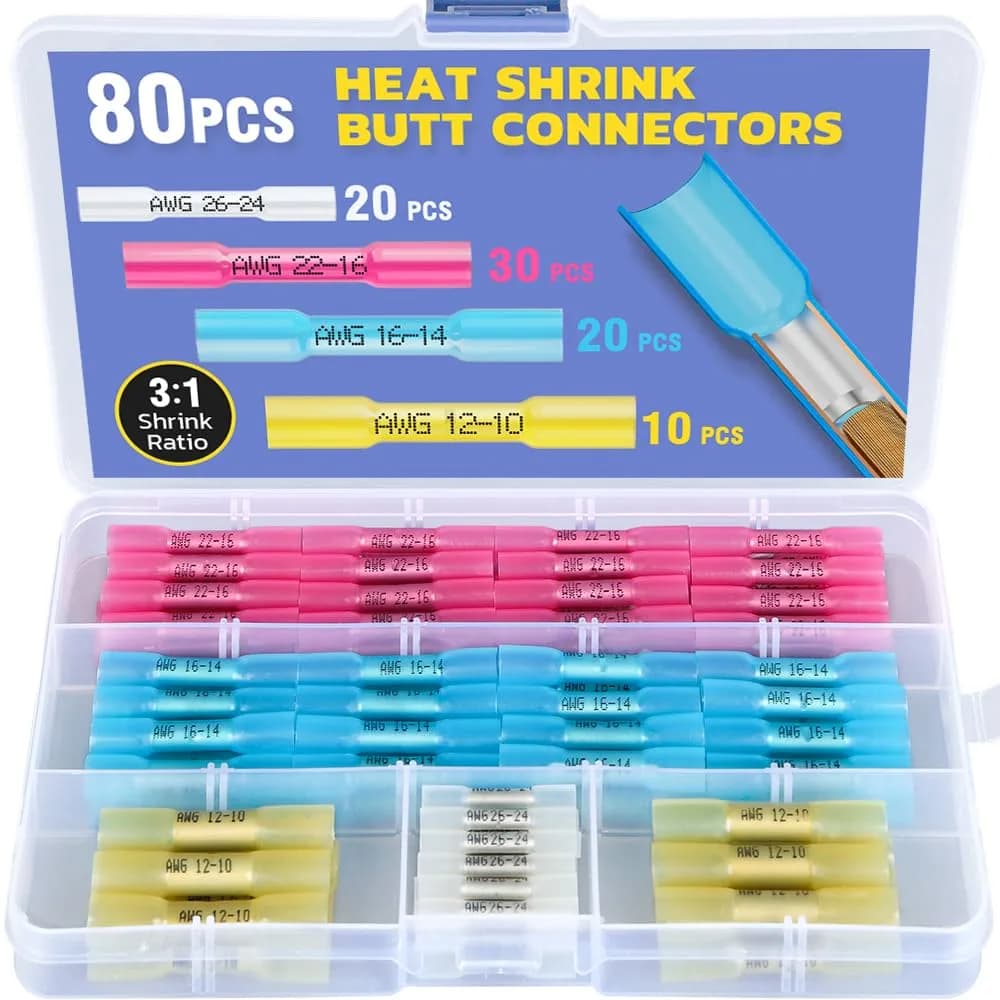 haisstronica Heat Shrink Butt Connectors 80PCS (26-10 AWG) | Waterproof, Marine & Automotive Grade - main product image