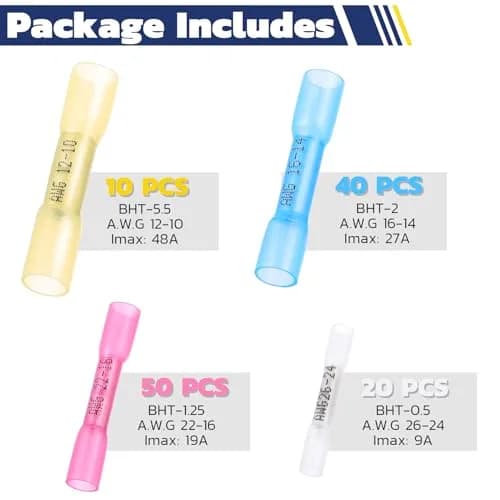 haisstronica Heat Shrink Butt Connectors 120PCS (26-10 AWG) | Waterproof Wire Splices for Automotive & Marine thumbnail 6