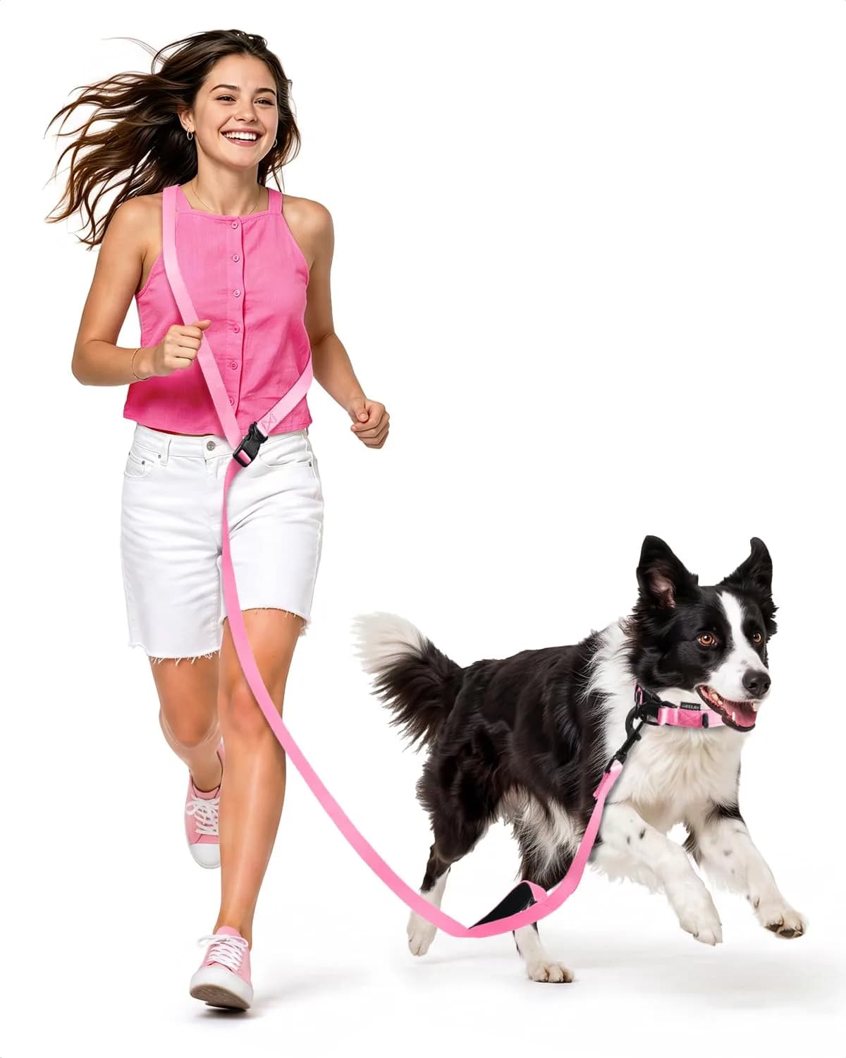 Heelay Hands Free Dog Leash 1.8-2.5m (5.9-8.2ft) Light Pink | Adjustable Crossbody Rope for Medium Large Dogs — 5.9-8.2 FT Light Pink