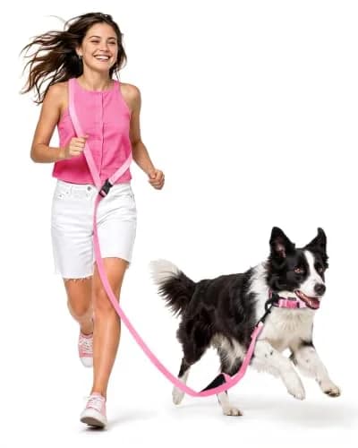 Heelay Hands Free Dog Leash 1.8-2.5m (5.9-8.2ft) Light Pink | Adjustable Crossbody Rope for Medium Large Dogs thumbnail 1