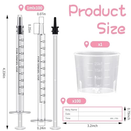 TrelaCo 1ml Colostrum Syringe Collection Kit with 20ml Cup & Stickers | Sterile, Needle-Free, 50-Count thumbnail 2