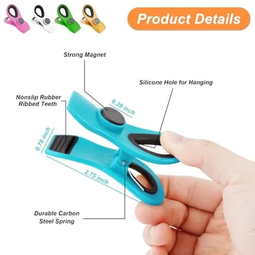 Jetmore 12 Pack Chip Clips Plastic Bag Clips for Food | Strong Spring Grip thumbnail 6