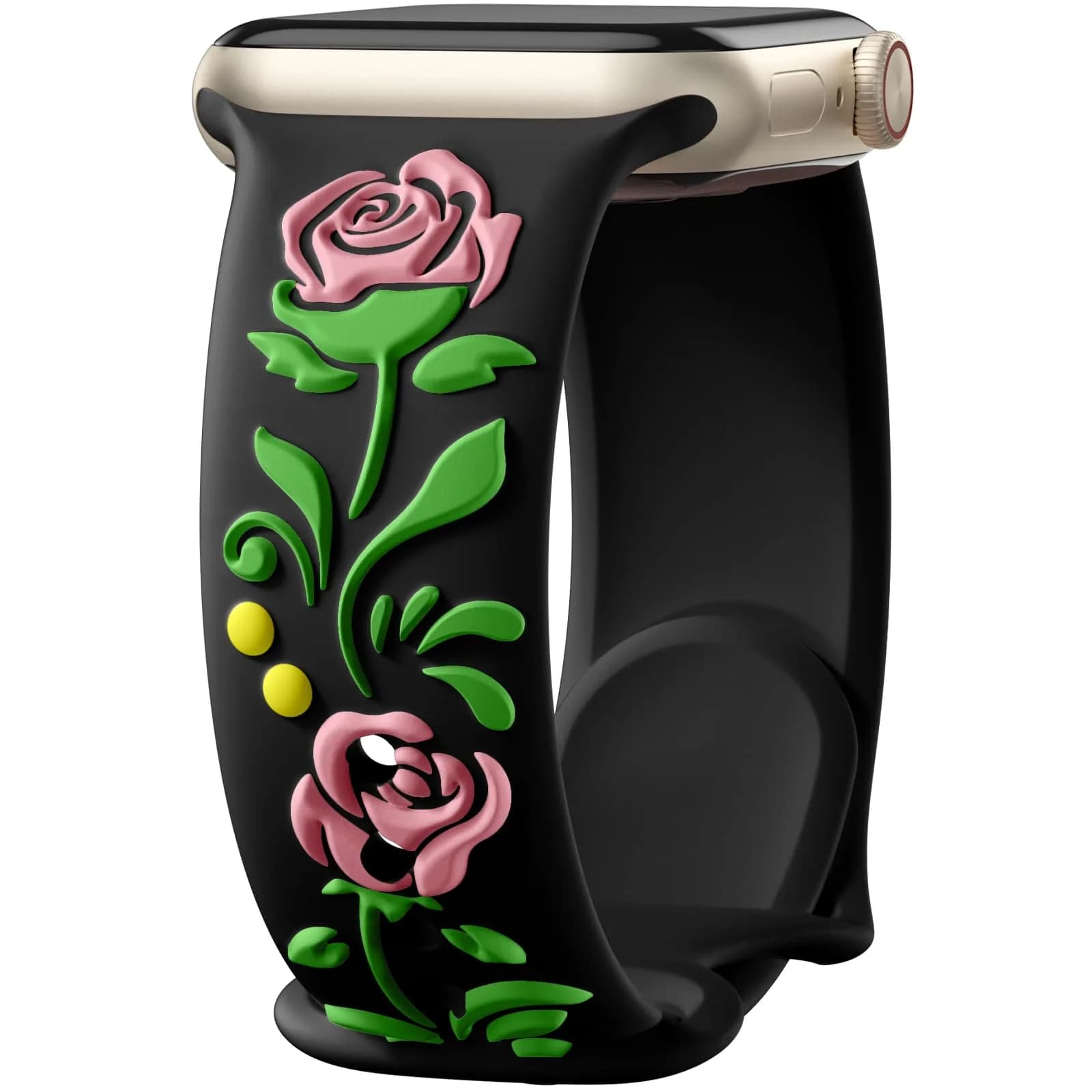 Wepro Floral Embossed Silicone Band for Apple Watch 38mm 40mm 41mm 42mm 44mm 45mm 46mm 49mm | Compatible with All Series — Rose