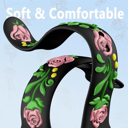 Wepro Floral Silicone Band for Apple Watch 38mm 40mm 41mm 42mm 44mm 45mm 46mm 49mm | Embossed Rose Pattern thumbnail 4