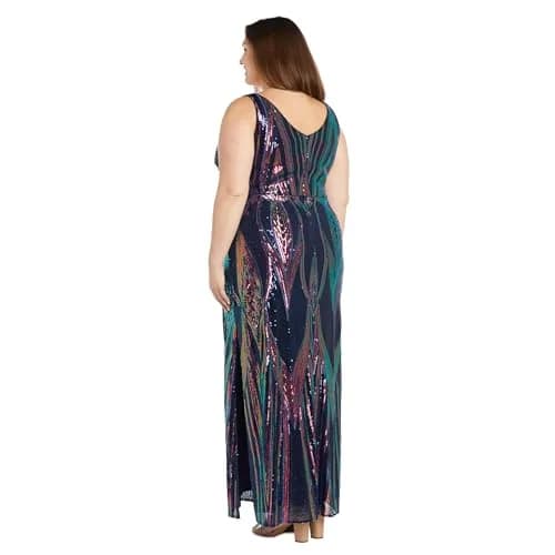 NIGHTWAY Long Sleeveless Sequined Gown Navy 14 Plus | Elegant Hollywood Glamour (70-120 chars) thumbnail 3