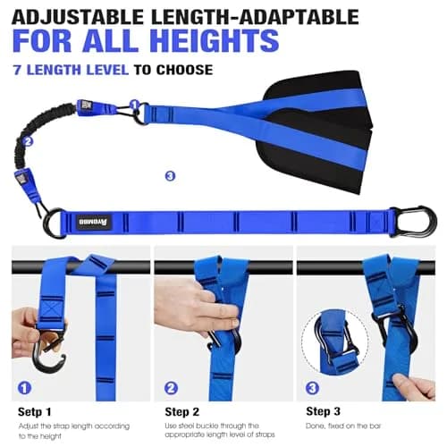 Ayombo Heavy Duty Pull Up Assistance Bands Set with Foot Strap, 75lb-300lb Resistance, Blue thumbnail 7
