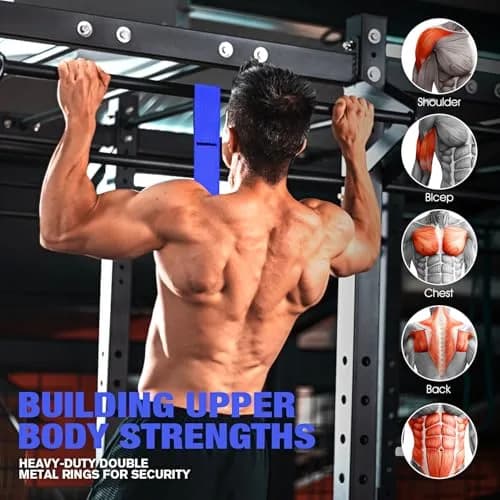 Ayombo Heavy Duty Pull Up Assistance Bands Set with Foot Strap, 75lb-300lb Resistance, Blue thumbnail 8