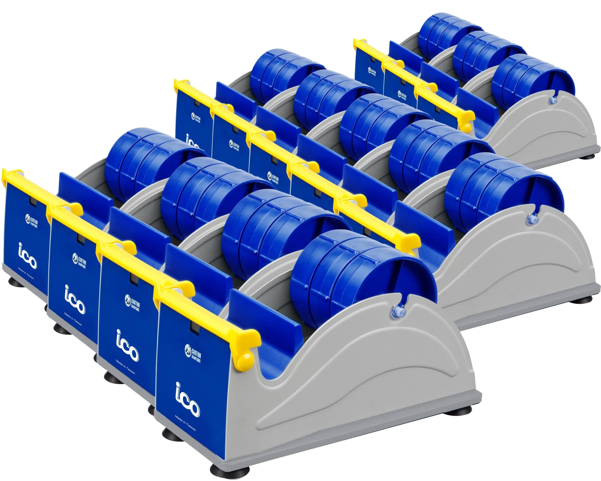 ICO by Excell Triple Premium Extra Wide Metal Multi-Rolls Desktop Tape Dispenser, 3-inch Core, 12-Pack | Holds 3-inch Wide Rolls