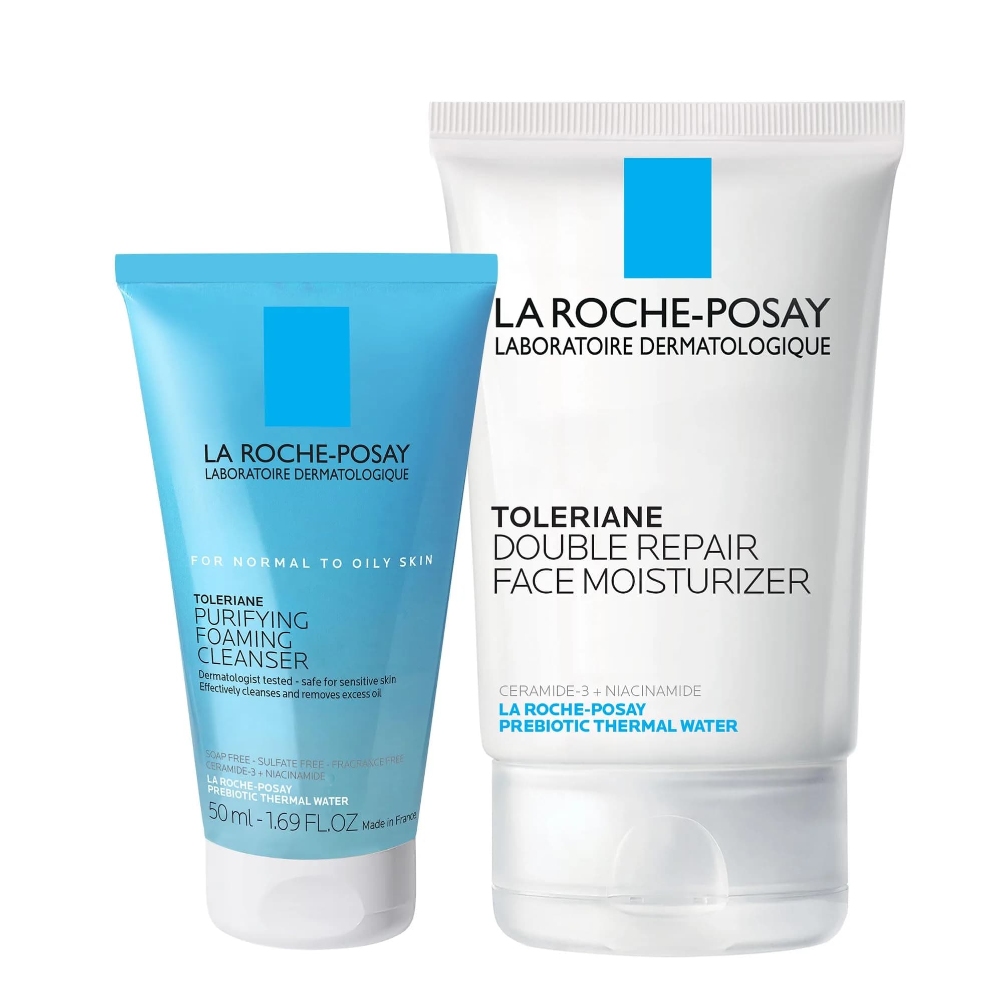 La Roche-Posay Toleriane Double Repair Gentle Skin Care Set, 150ml (5.07 Fl Oz) | Hydrating Cleanser & Moisturizer for Dry Skin — 3.38 Fl Oz
