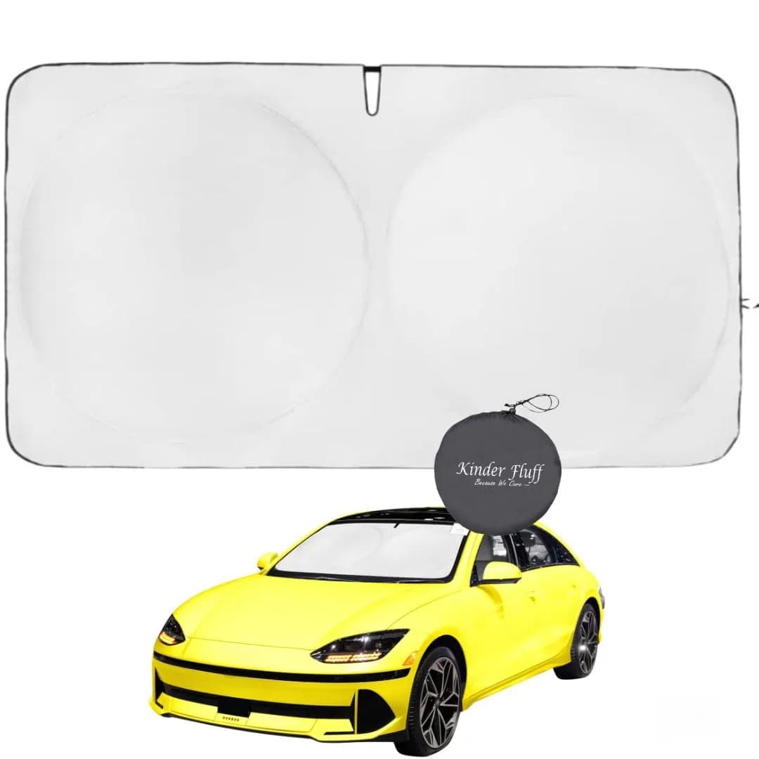 kinder Fluff Windshield Sun Shade Medium 155cm (61in) x 81cm (32in) | Certified 99.87% UVB & 99.02% UVA Protection