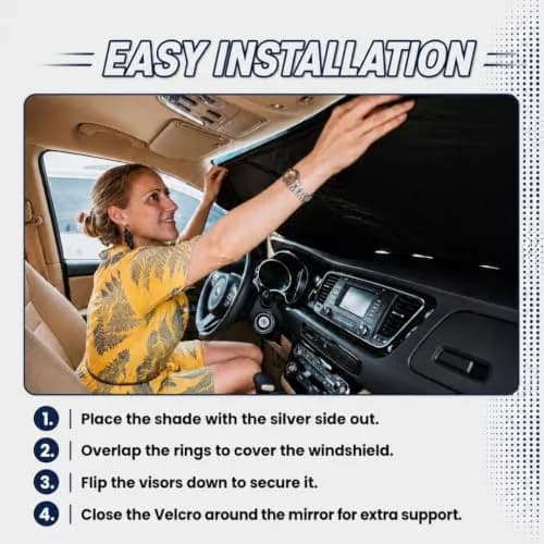 kinder Fluff Windshield Sun Shade Medium 155cm (61in) x 81cm (32in) | Certified 99.87% UVB & 99.02% UVA Protection thumbnail 6