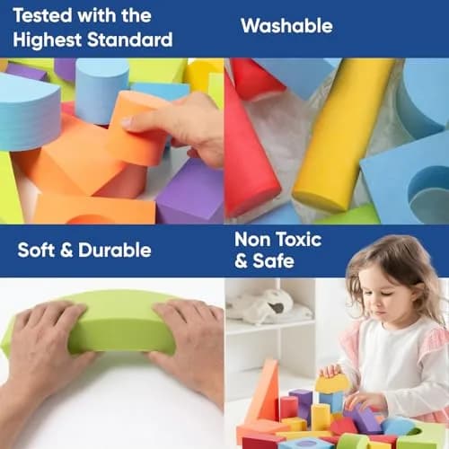 CRAFTY HAPPITOYS 34 Large Foam Blocks for Toddlers | Soft Building Set for Kids thumbnail 5