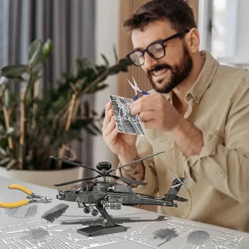 Piececool AH-64 Apache 3D Metal Model Kit 145 Pcs | Educational STEM Building Toy thumbnail 2