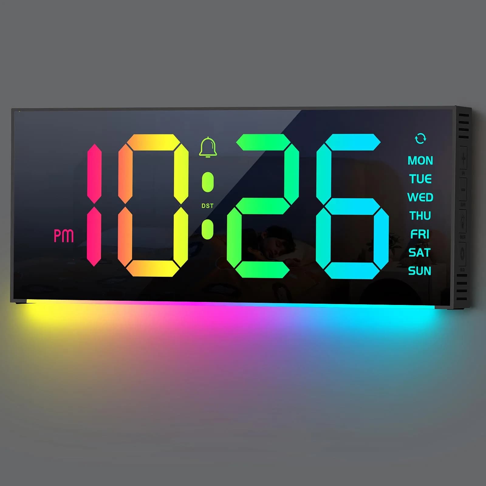 Abovsare Digital Wall Clock Large Display 13" | RGB Colors, Night Light, Remote Control - main product image