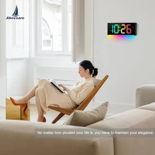Abovsare Digital Wall Clock Large Display 13" | RGB Colors, Night Light, Remote Control thumbnail 7