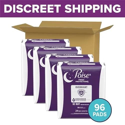 Poise Overnight Incontinence & Postpartum Pads, 8 Drop Extra Coverage, 96 Count | USA Imported, Duties Included thumbnail 2