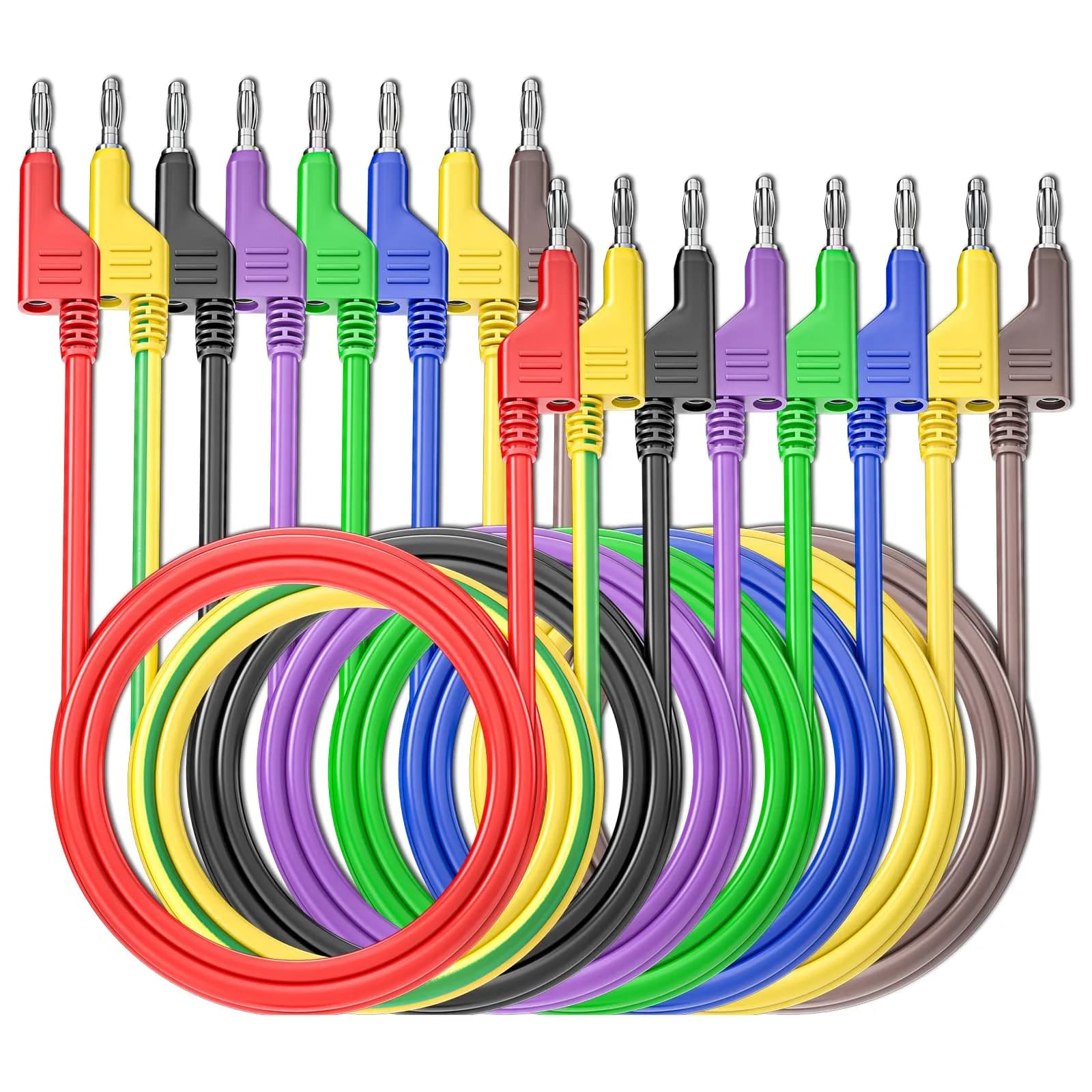 Goupchn 4mm Stackable Banana Plug Silicone Test Leads 8PCS 1m (3.3ft) | 1000V/15A Electrical Testing