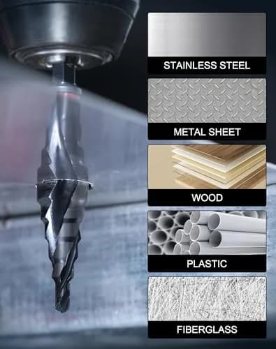 EZARC M35 Cobalt Step Drill Bit for Metal 1/4"-3/4" | 9 Step Sizes, Hex Shank, Coated with AlTiN thumbnail 6