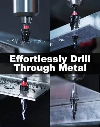 EZARC M35 Cobalt Step Drill Bit for Metal 1/4"-3/4" | 9 Step Sizes, Hex Shank, Coated with AlTiN thumbnail 7