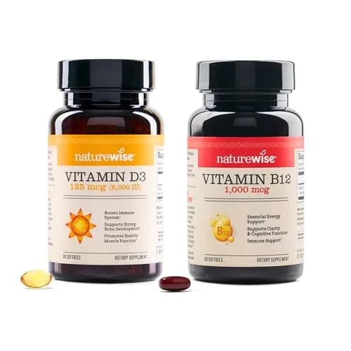 NatureWise Vitamin D3 5000 IU + B12 1000 mcg Softgels (90 Count) | Supports Energy, Clarity & Immunity thumbnail 1