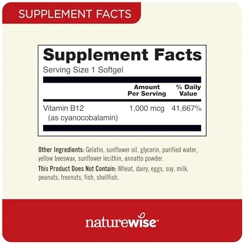 NatureWise Vitamin D3 2000iu 360 Count & Vitamin B12 1000mcg 60 Softgels | Energy, Immune & Muscle Support thumbnail 7