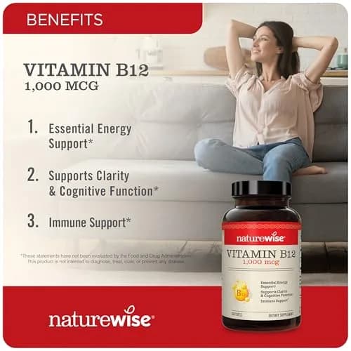 NatureWise Vitamin D3 2000iu 360 Count & Vitamin B12 1000mcg 60 Softgels | Energy, Immune & Muscle Support thumbnail 3