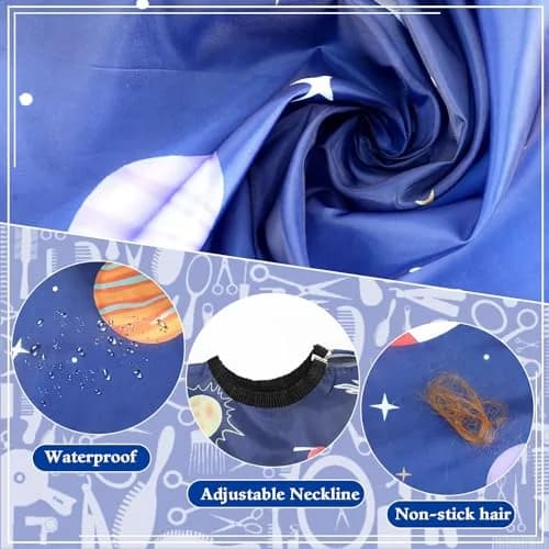 FEBSNOW 3Pcs Kids Hair Cutting Cape Professional Barber Cape for Children 139.7cm x 99.06cm | Fun Cartoon Patterns for Home & Salon Use thumbnail 3
