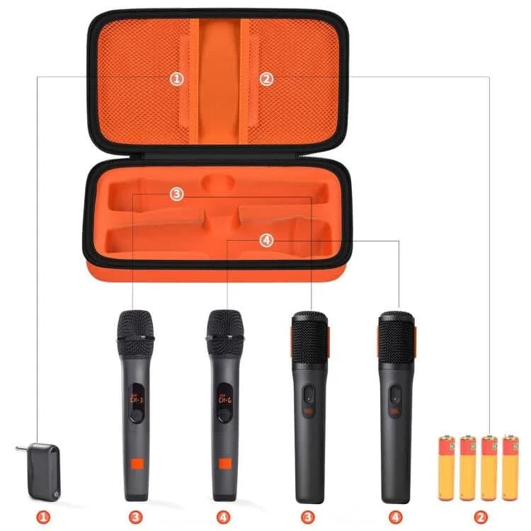 Againmore Wireless Microphone Case for JBL PartyBox Mic & Two Mic System | Orange EVA Hard Shell with Handle thumbnail 3