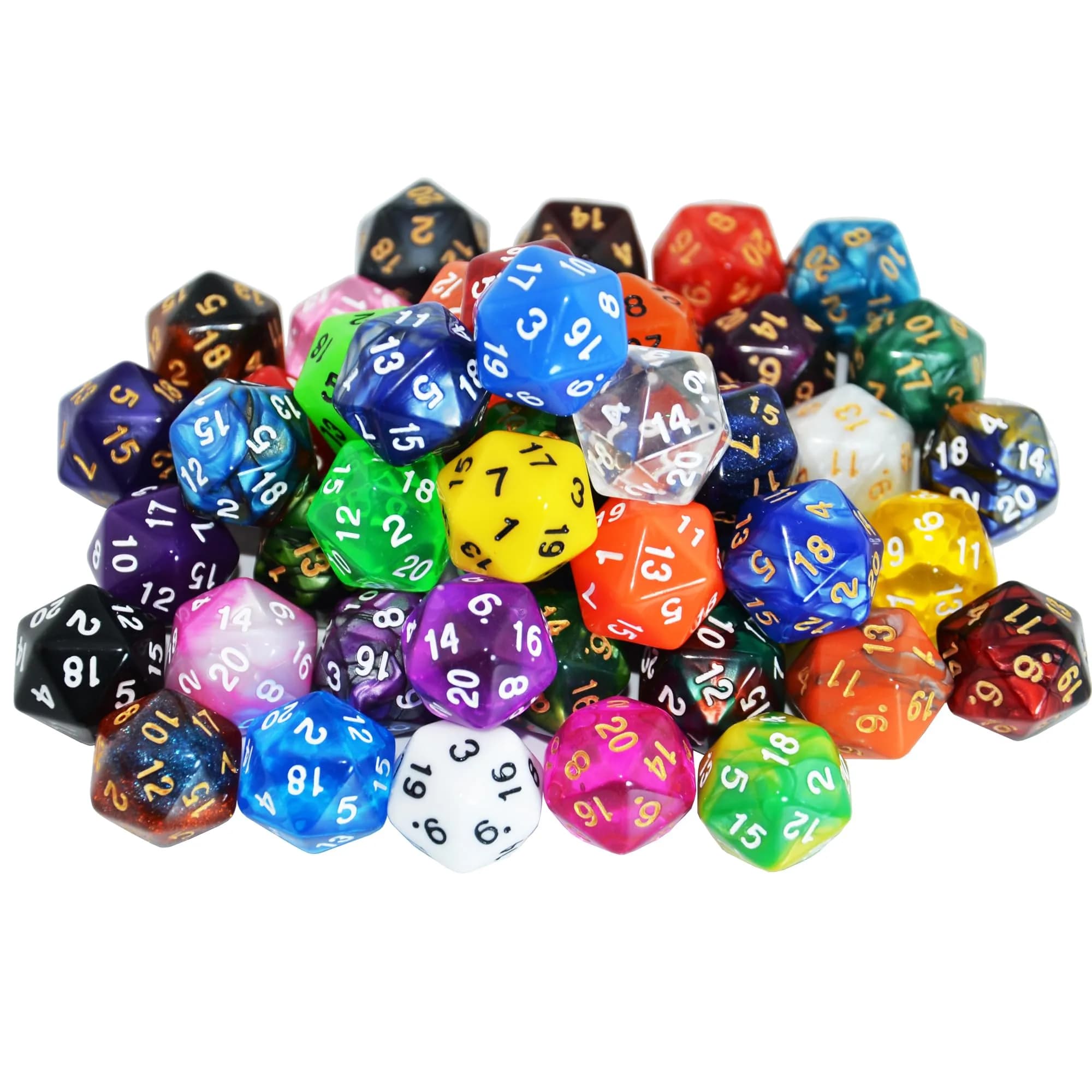 SmartDealsPro 50-Pack D20 Dice 22mm (0.86 inches) | Bulk Polyhedral Dice Set for RPGs - main product image