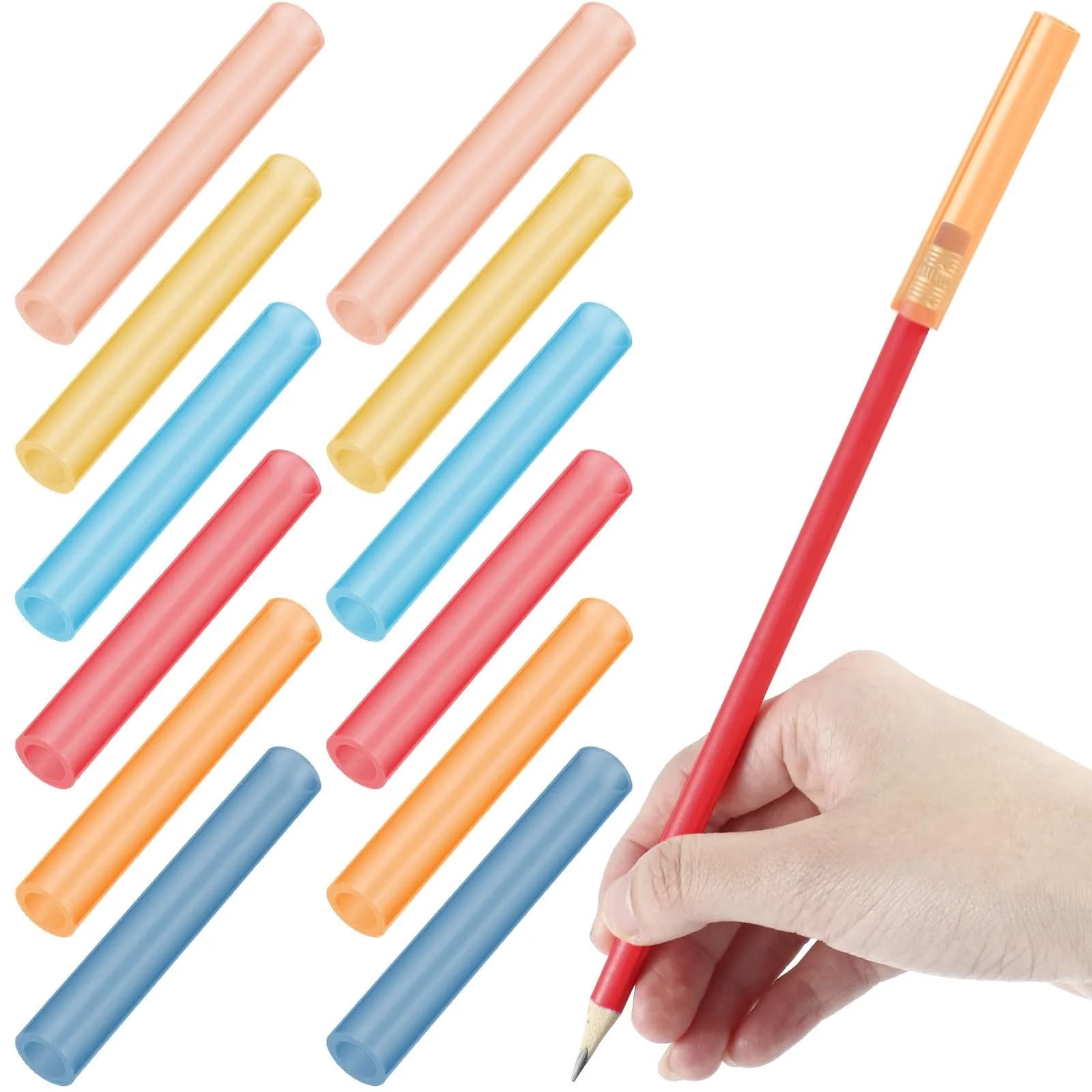 Tinlade Chewable Pencil Toppers Sensory for Kids, Multicolored 24-Pack | Safe Silicone Oral Motor Chew Aid for Anxiety, Autism, ADHD — Multicolored