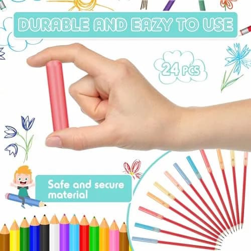 Tinlade Chewable Pencil Toppers Sensory for Kids, Multicolored 24-Pack | Safe Silicone Oral Motor Chew Aid for Anxiety, Autism, ADHD thumbnail 2