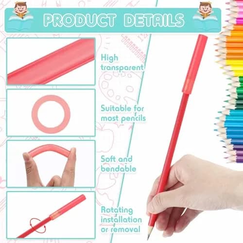 Tinlade Chewable Pencil Toppers Sensory for Kids, Multicolored 24-Pack | Safe Silicone Oral Motor Chew Aid for Anxiety, Autism, ADHD thumbnail 3
