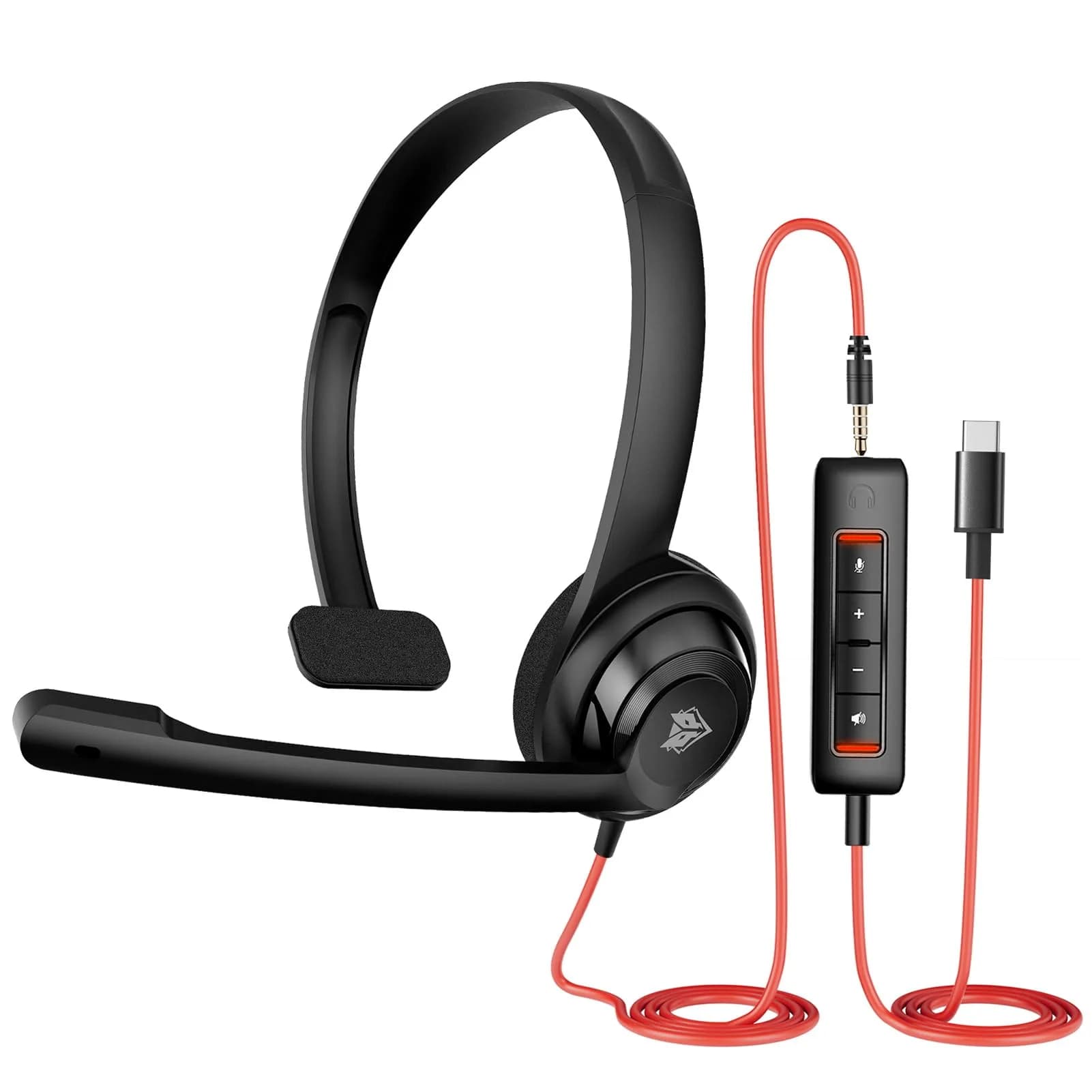 NUBWO HW02 Headset with Microphone | USB C & 3.5mm, Inline Mute & Volume Control, Lightweight (60g), for PC & Mobile - main product image