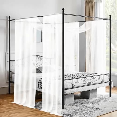 Showgeous Sheer Bed Canopy Curtains White 37.4" x 228" | Romantic Bedroom Decor thumbnail 1