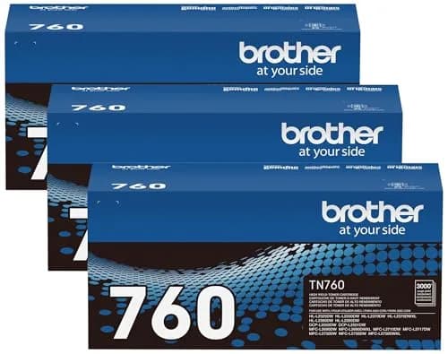 Brother Genuine TN760 High Yield Black Toner Cartridge (3-Pack) | Prints 3000 Pages Per Cartridge thumbnail 1