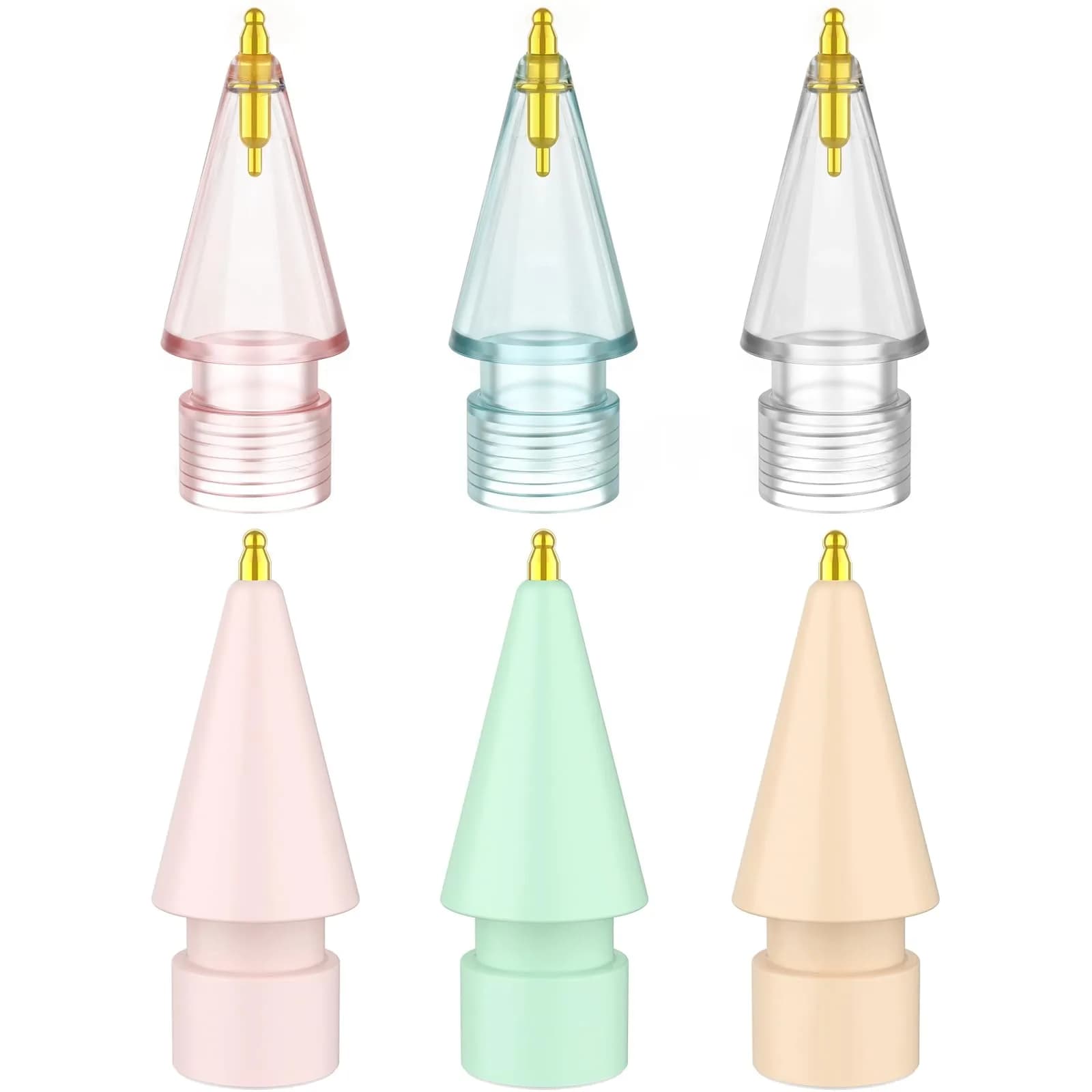 FAFALITHIC Gourd-Shaped Fine Point Metal Replacement Tips for Apple Pencil 1st/2nd Gen, USB-C, Pro | 6-Pack with Storage Case - main product image